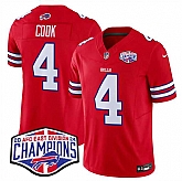 Men's Buffalo Bills #4 James Cook Red F.U.S.E. 2024 AFC East Division Champions Vapor Limited Stitched Jersey,baseball caps,new era cap wholesale,wholesale hats